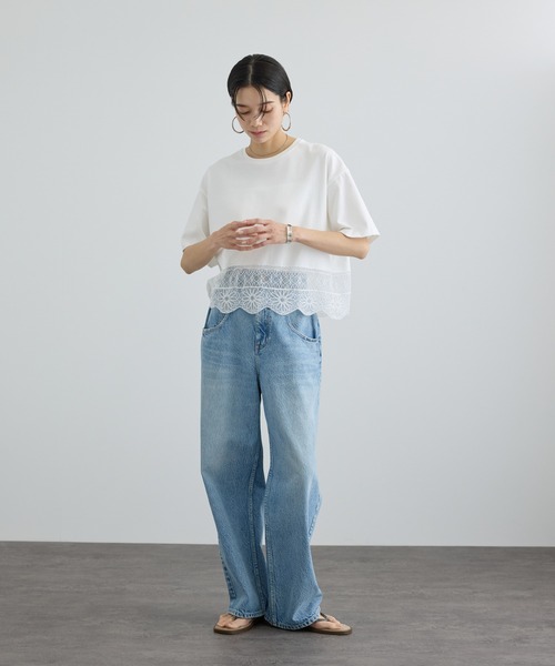 tシャツ アラベスクスカラップレースTシャツ レディースの画像