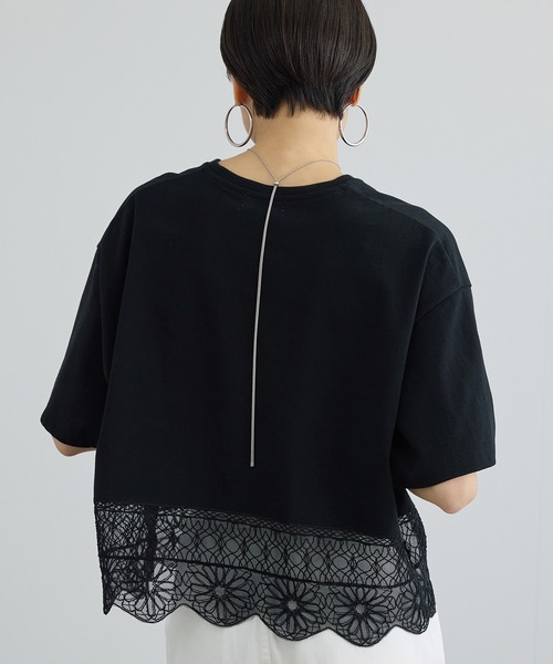 tシャツ アラベスクスカラップレースTシャツ レディースの画像