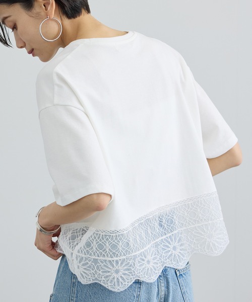 tシャツ アラベスクスカラップレースTシャツ レディースの画像