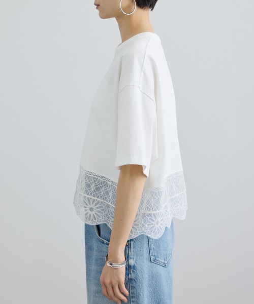 tシャツ アラベスクスカラップレースTシャツ レディースの画像