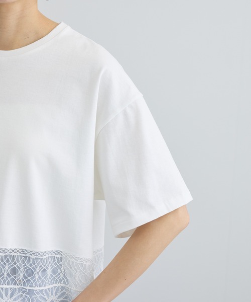 tシャツ アラベスクスカラップレースTシャツ レディースの画像