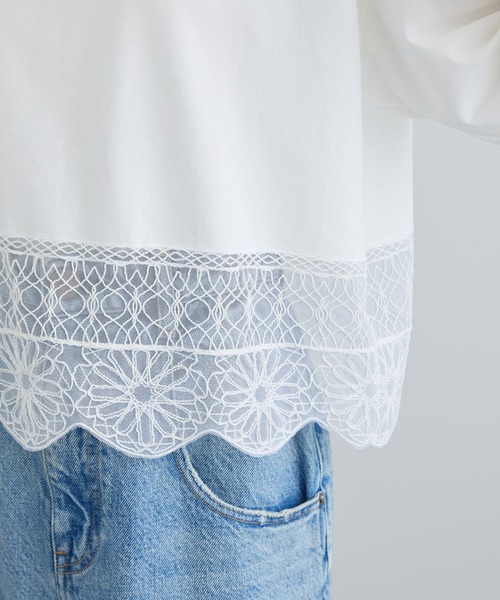 tシャツ アラベスクスカラップレースTシャツ レディースの画像