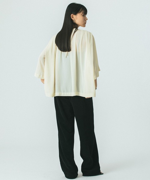 「OKIRAKU」 長袖ブラウス ONE SIZE ブラウン レディース_画像6