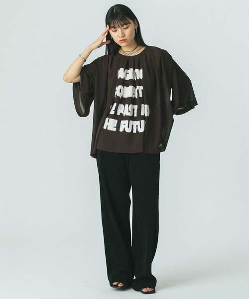 「OKIRAKU」 長袖ブラウス ONE SIZE ブラウン レディース_画像8