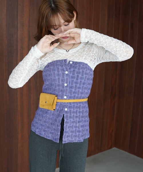 【SANSeLF同型】 クロスデザイン ビスチェ sew235011 SANSeLF（サンセルフ） 「SANSeLF」2WAYチェーンストラップジャガード