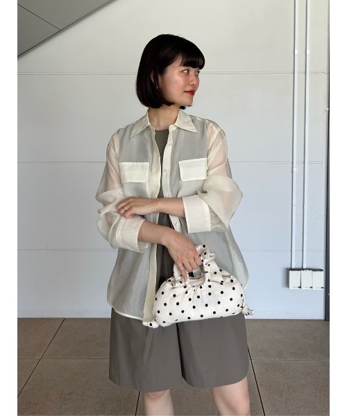 「COLUMN」 長袖シャツ 36 チャコールグレー レディース_画像3