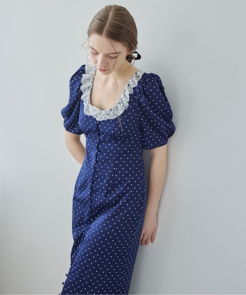 ドレス デコルテレースワンピース / Decollete lace dressの画像