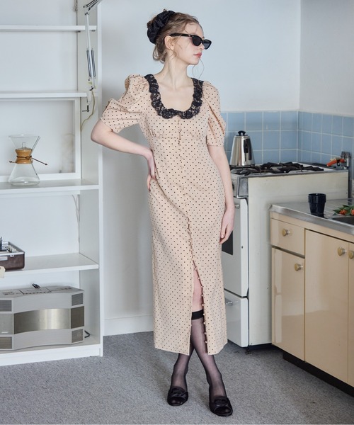 ドレス デコルテレースワンピース / Decollete lace dressの画像