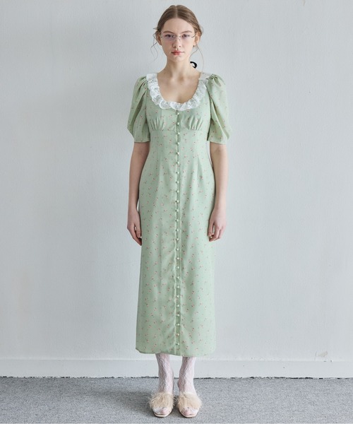ドレス デコルテレースワンピース / Decollete lace dressの画像