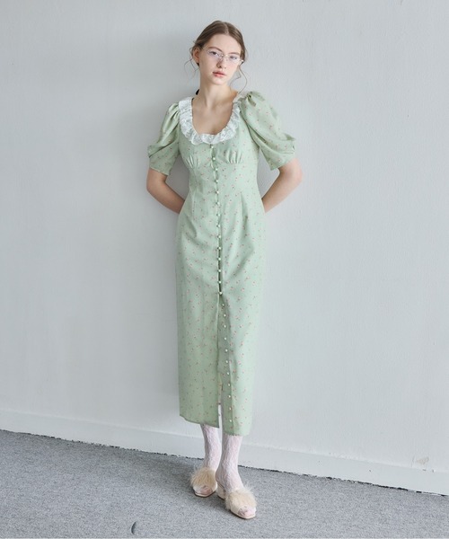 ドレス デコルテレースワンピース / Decollete lace dressの画像