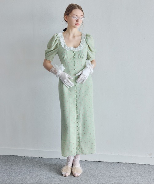 ドレス デコルテレースワンピース / Decollete lace dressの画像