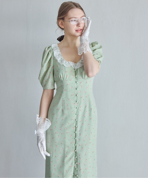 ドレス デコルテレースワンピース / Decollete lace dressの画像