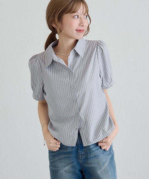 ブラウス シャツ パフシャツ×タンクSET レディースの画像