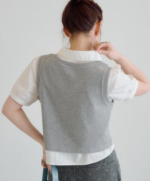 ブラウス シャツ パフシャツ×タンクSET レディースの画像