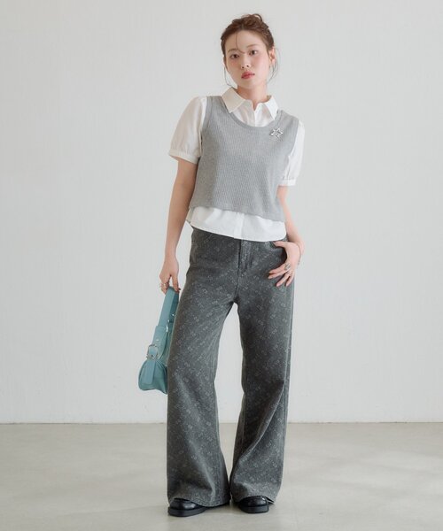 ブラウス シャツ パフシャツ×タンクSET レディースの画像