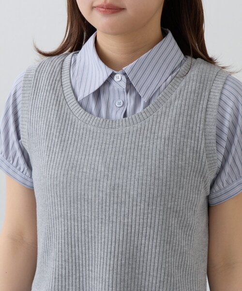 ブラウス シャツ パフシャツ×タンクSET レディースの画像