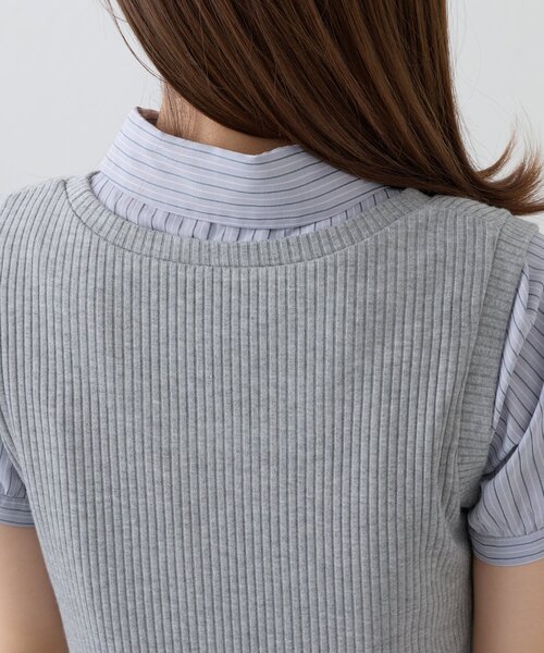 ブラウス シャツ パフシャツ×タンクSET レディースの画像