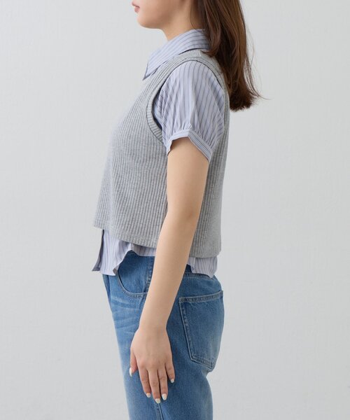 ブラウス シャツ パフシャツ×タンクSET レディースの画像