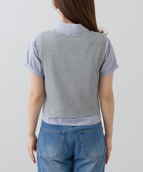 ブラウス シャツ パフシャツ×タンクSET レディースの画像