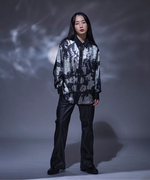 「Ellno Loset」 長袖シャツ SMALL ブルーグリーン メンズ_画像4