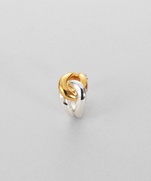 ピアス シルバー コンビカラー スモールフープ ノットピアス レディースの画像