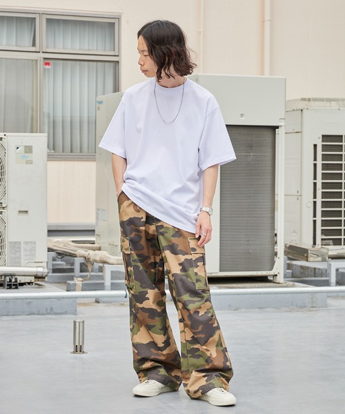 ROOP TOKYO ワイドパンツ カーゴパンツ ワイドカーゴパンツ 無地 迷彩