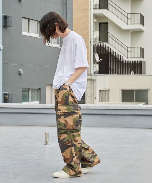 ROOP TOKYO ワイドパンツ カーゴパンツ ワイドカーゴパンツ 無地 迷彩