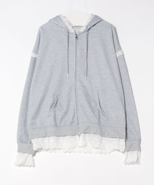 「LADY LIKE」 ジップアップパーカー M グレー レディース_画像3