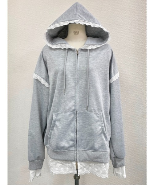 「LADY LIKE」 ジップアップパーカー M グレー レディース_画像5