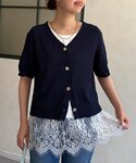 tシャツ 裾レースプルオーバー レディースの詳細画像3