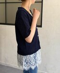 tシャツ 裾レースプルオーバー レディースの詳細画像4