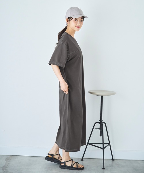「mil」 Tシャツワンピース X-SMALL グレイッシュベージュ レディース_画像4