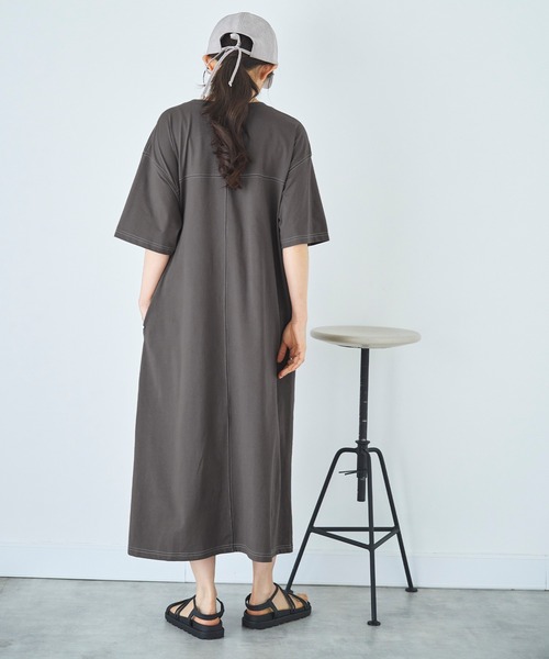 「mil」 Tシャツワンピース X-SMALL グレイッシュベージュ レディース_画像5