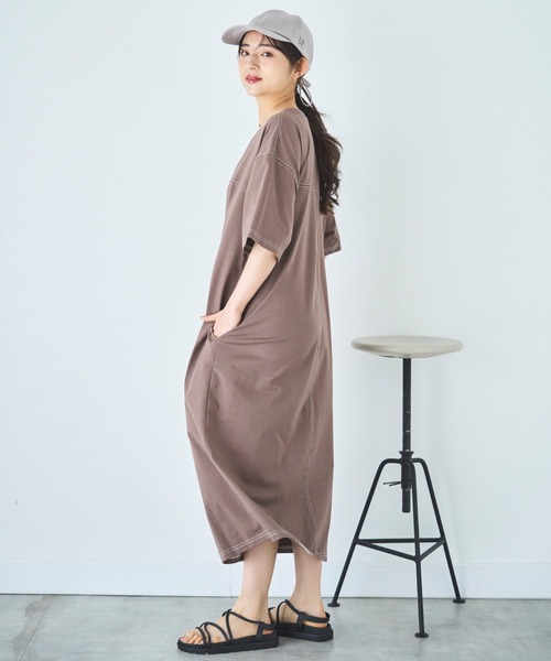 「mil」 Tシャツワンピース X-SMALL グレイッシュベージュ レディース_画像9