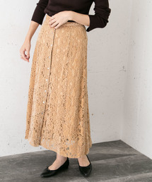 超美品アーバンリサーチロッソROSSOフラワー　レース　モール　ロングスカート 超美品アーバンリサーチロッソROSSOフラワー レース モール ロング