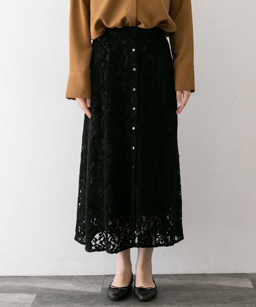 超美品アーバンリサーチロッソROSSOフラワー　レース　モール　ロングスカート URBAN RESEARCH ROSSO（アーバンリサーチ ロッソ） スカート フラワー