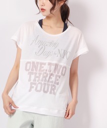 DIMENSIONE danza tシャツ メッセージプリントフレンチスリーブ