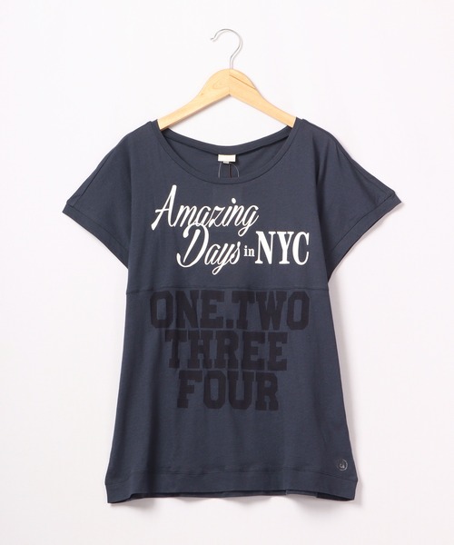 DIMENSIONE danza tシャツ メッセージプリントフレンチスリーブ
