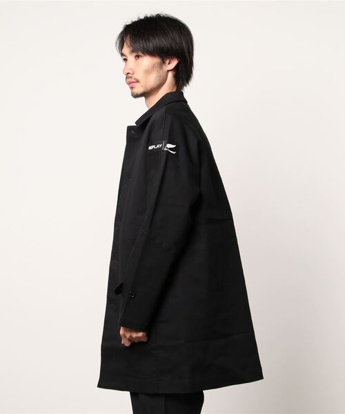 REPLAY（リプレイ） トレンチコート コート ALL BLACKS × ブラック