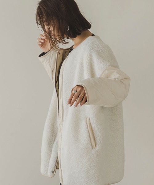 大きいサイズ46＊２３区 帝人 キルティング ノーカラーコート＊自由区ICB組曲 y9961-top5.jpg