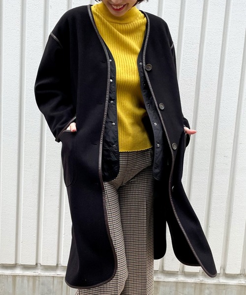 ikka（イッカ） ノーカラーコート コート パイピング3WAYコート