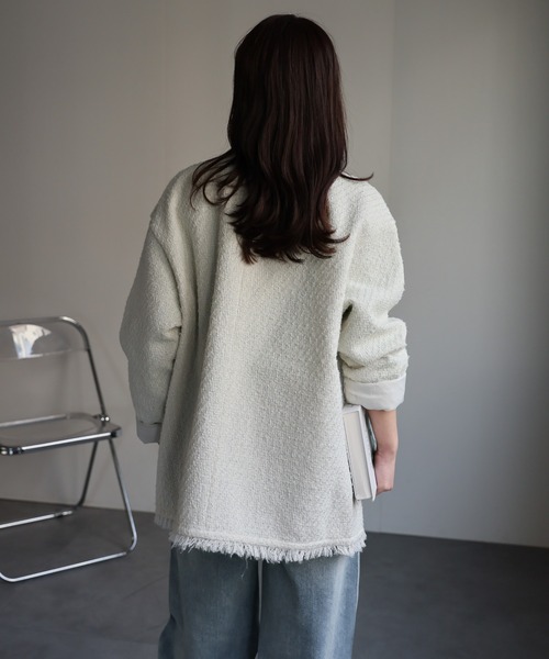 シナポテ　☆新品・タグ付☆　Reflect　ノーカラーツイードジャケット ap retro ジャケット ノーカラージャケット ツイードポケットノー