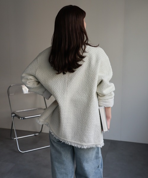 ap retro ジャケット ノーカラージャケット ツイードポケットノー