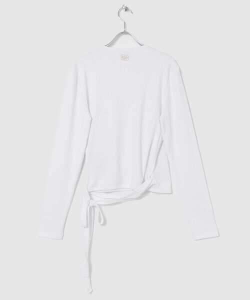 トップス GANNI Rib Jersey Wrap Blouse レディース : 73369012 