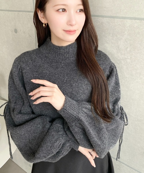 moment+ ニット セーター ボトルネックキャンディショルダーボリューム