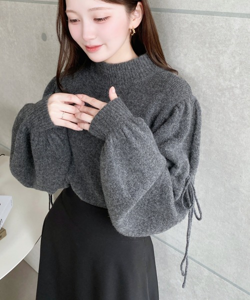 moment+ ニット セーター ボトルネックキャンディショルダーボリューム