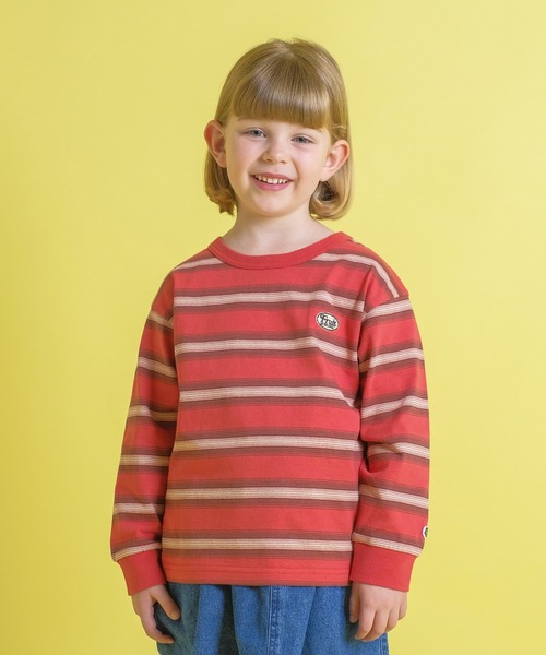 か*と様 FRUIT OF THE LOOM ボーダー 長袖カットソー イエロー FRUIT OF THE LOOM（フルーツオブザルーム） tシャツ KIDS先染め