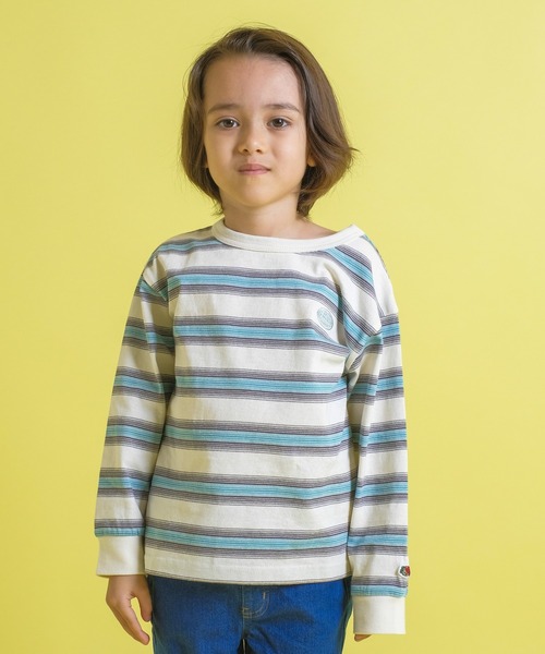 か*と様 FRUIT OF THE LOOM ボーダー 長袖カットソー イエロー FRUIT OF THE LOOM（フルーツオブザルーム） tシャツ KIDS先染め