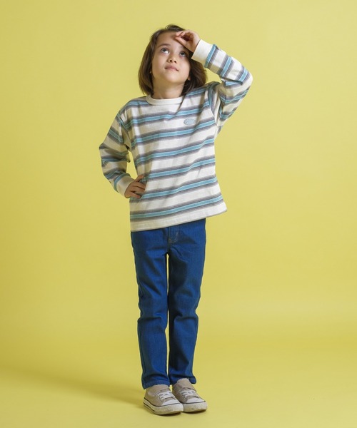 か*と様 FRUIT OF THE LOOM ボーダー 長袖カットソー イエロー FRUIT OF THE LOOM（フルーツオブザルーム） tシャツ KIDS先染め