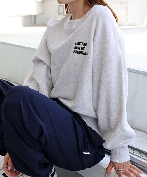 新品 mame 刺繍入りグレー トレーナー モールス”ビッグシルエット刺繍スウェット（グレイ） | HATSUNEX